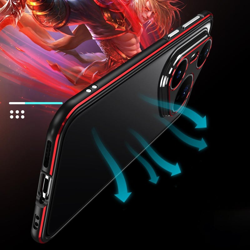 erorex For Huawei Pura 80 Pro 5G Aurora Series Lens Protector + Metal Frame Phone Case(Black Red) - Image 5