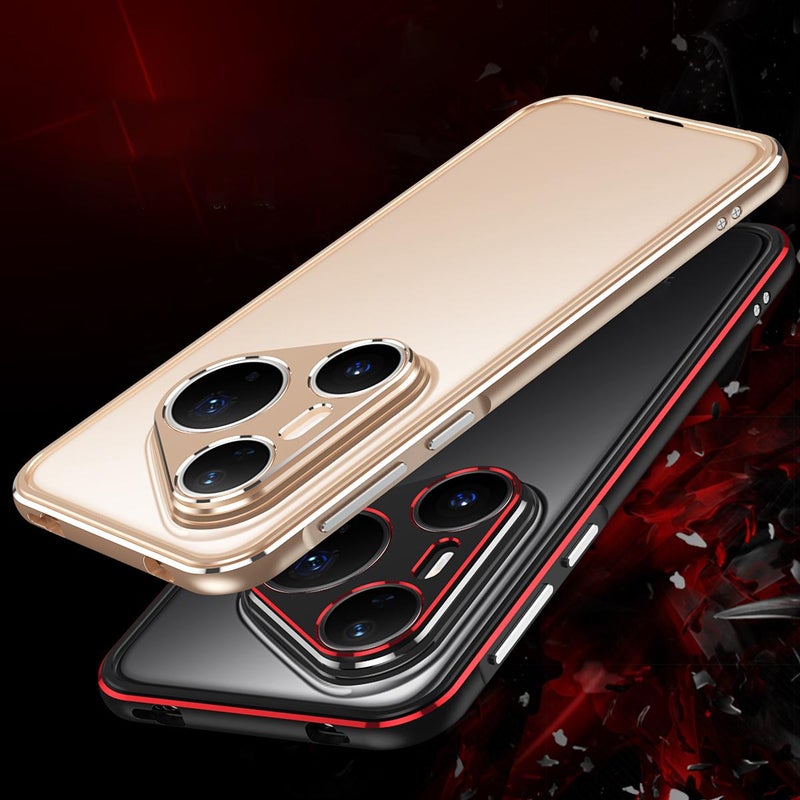 erorex For Huawei Pura 80 Pro 5G Aurora Series Lens Protector + Metal Frame Phone Case(Black Red) - Image 3
