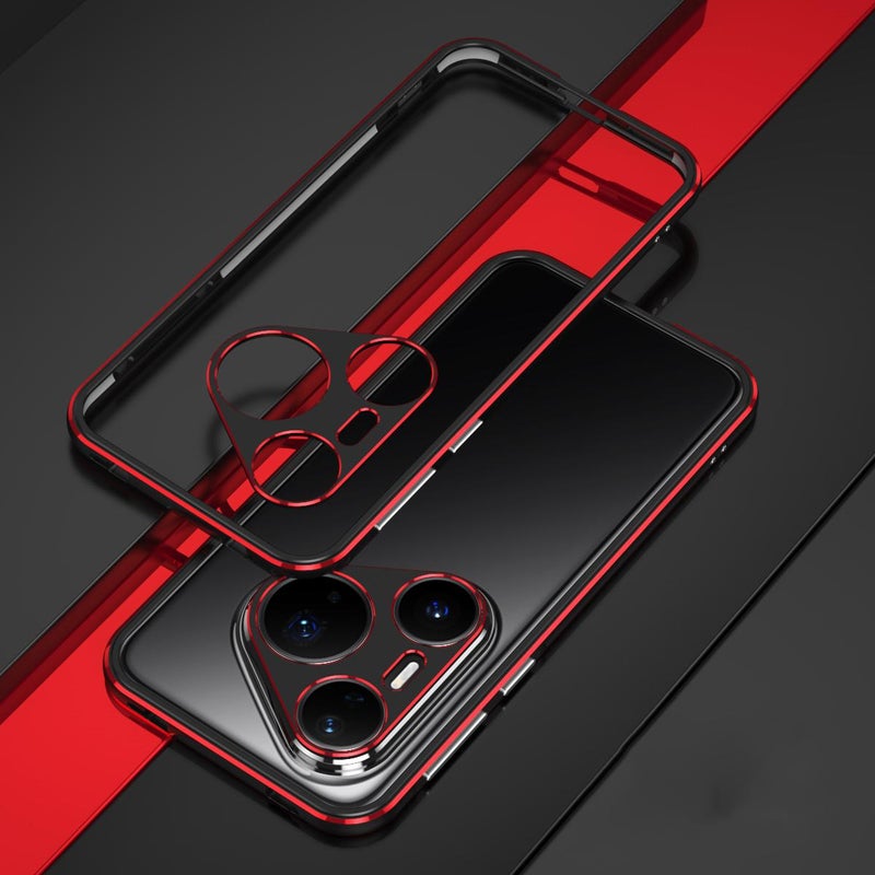 erorex For Huawei Pura 80 Pro 5G Aurora Series Lens Protector + Metal Frame Phone Case(Black Red) - Image 2