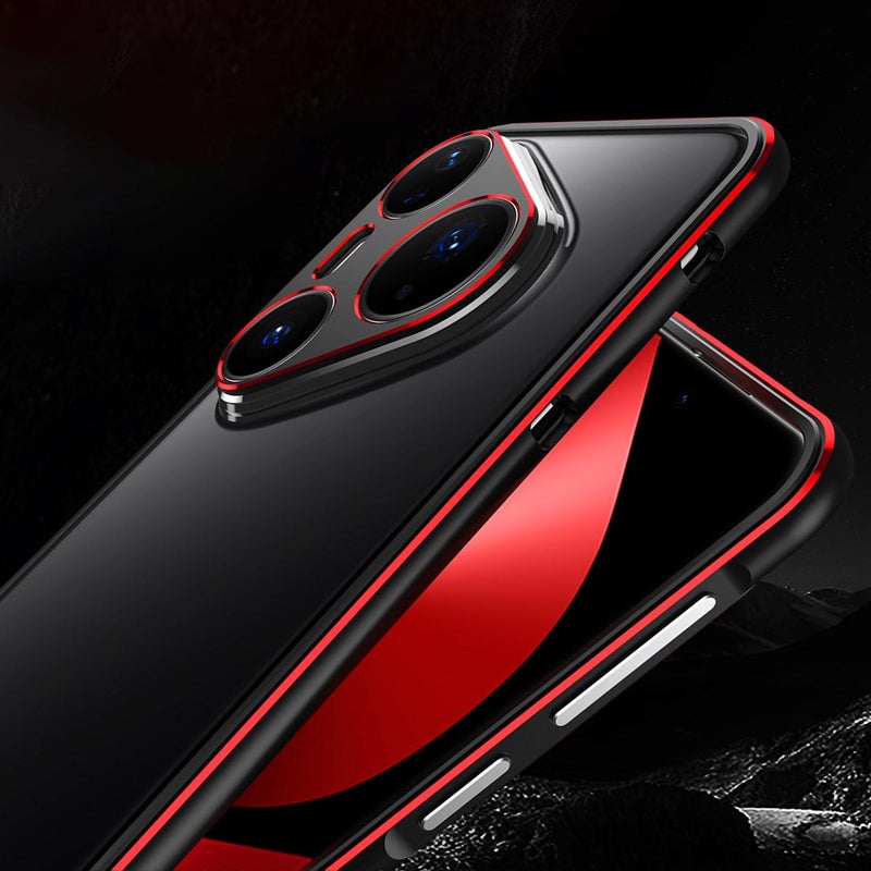 erorex For Huawei Pura 80 Pro 5G Aurora Series Lens Protector + Metal Frame Phone Case(Black Red) - Image 4