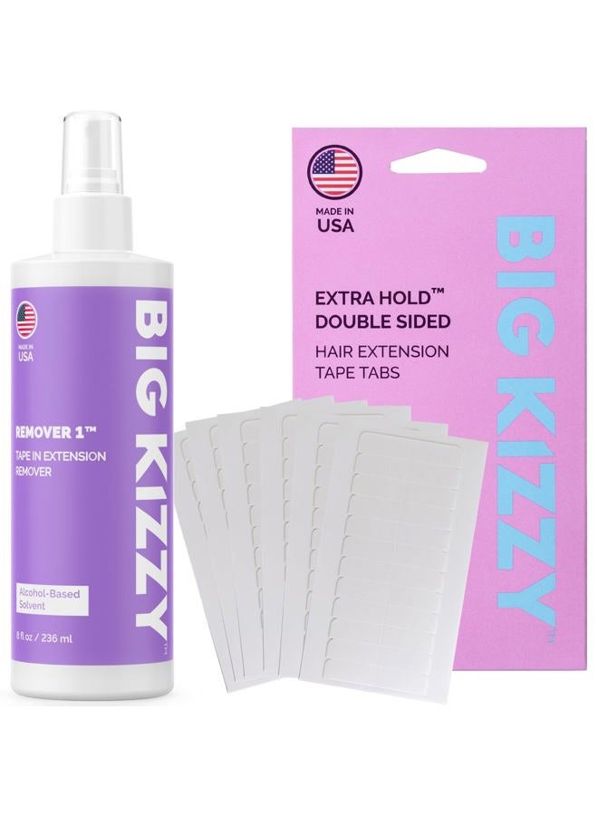 Big Kizzy Release & Reuse Tape Hair Extension Remover Tested & Proven Fastest & Easiest Remover + EXTRA Hold Hair Extension Tape 4cm x .8cm Fits Most - Image 1