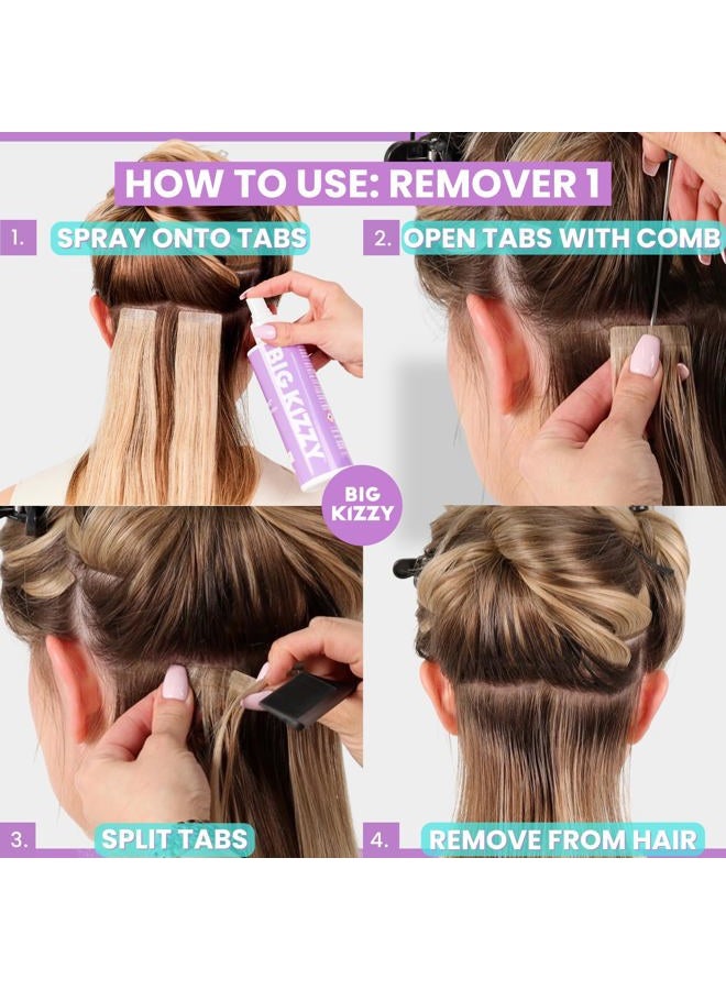 Big Kizzy Release & Reuse Tape Hair Extension Remover Tested & Proven Fastest & Easiest Remover + EXTRA Hold Hair Extension Tape 4cm x .8cm Fits Most - Image 4