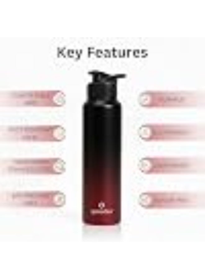 Speedex Stainless Steel Metal Water Bottle 1 Ltr 1000 ml, BIS Approved, Leak Proof Sipper Cap Bottle for Office, School, Gym, Travel, Daily Use for Men, Women, Kids, Adults, Black Wine, Set of 4 - Image 2