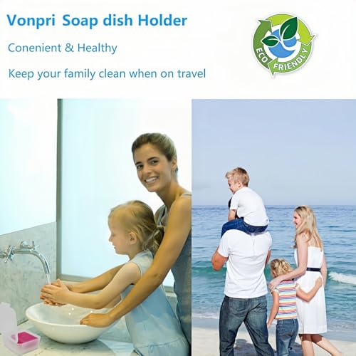 Vonpri Travel Soap Dish, Soap Box Case with Bar Soap Saver Pad Portable Soap Rest for Bathroom Shower Home Outdoor Gym Fitness Vonpri (Clear) - Image 2