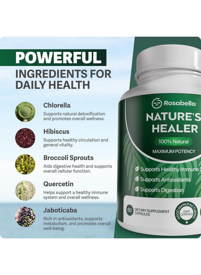 Rosabella Rosabella Natural Healer - Organic Superfood Immune & Digestive Support - 60 Capsules - Plant-Based Supplement for Detox, Bloating Relief, and Gut Wellness for Women & Men  - Image 3