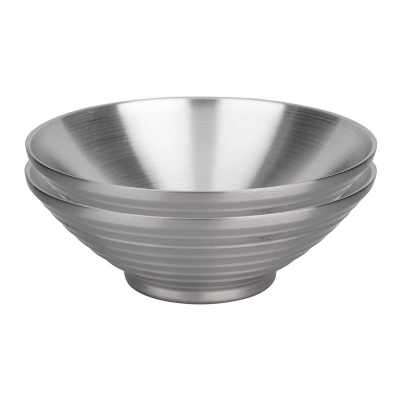 IMEEA Soup Bowls Ramen Bowls SUS304 Stainless Steel Bowl Double Walled Serving Bowl for Udon Soba Pho 95Inch 2Piece