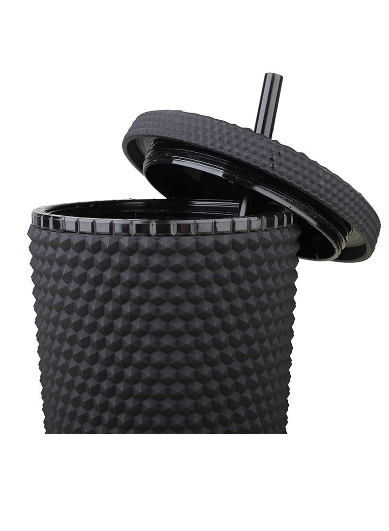 Barakah 24Oz Water Cup Straw Studded Tumbler And With Leak Proof Lid Matte(Matte Black Fully Studded) - Image 3