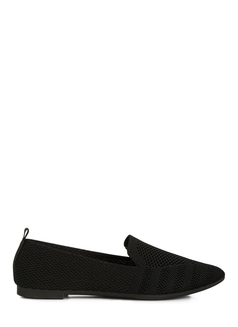 London Rag Knit Textile Solid Flats in Black  - Image 1
