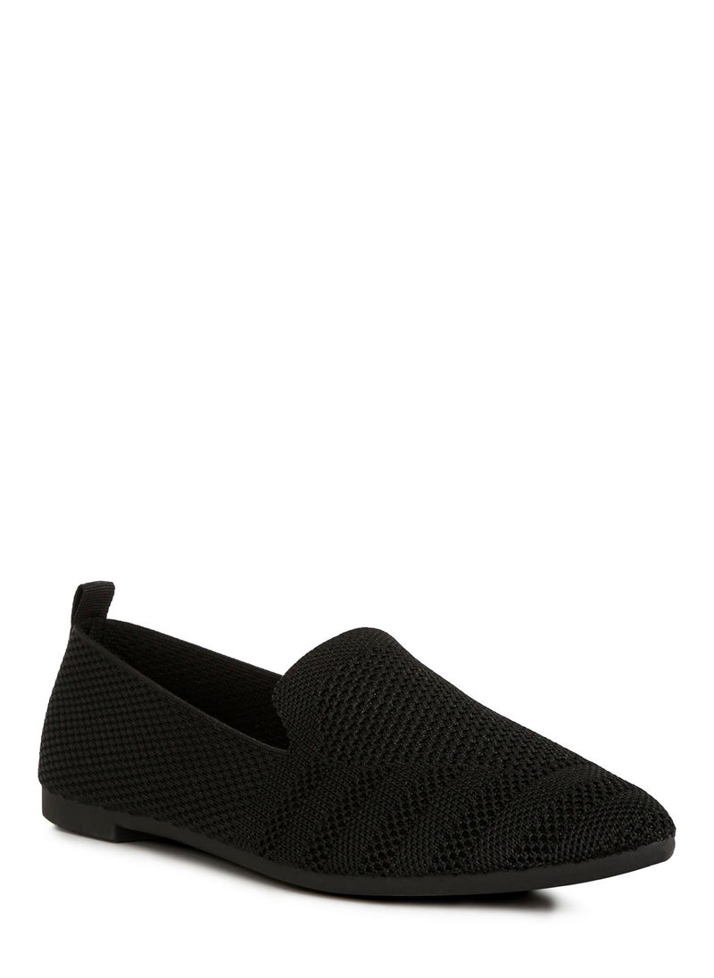 London Rag Knit Textile Solid Flats in Black  - Image 2