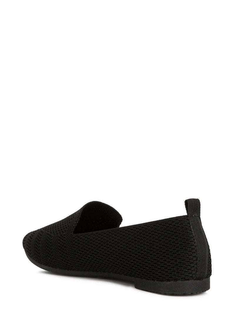 London Rag Knit Textile Solid Flats in Black  - Image 3