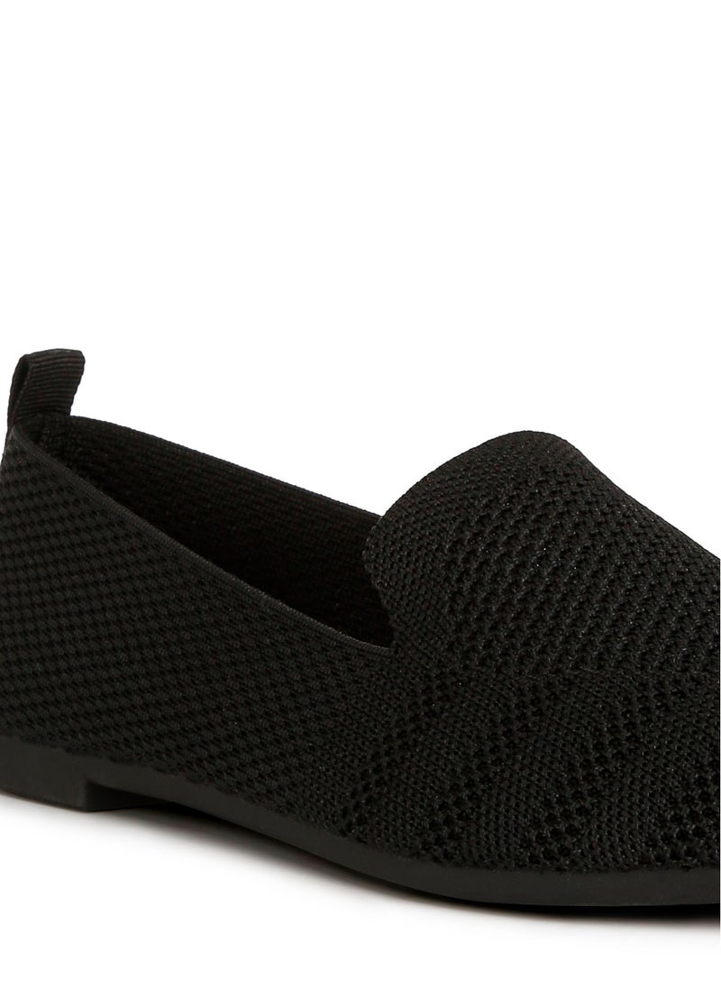 London Rag Knit Textile Solid Flats in Black  - Image 5