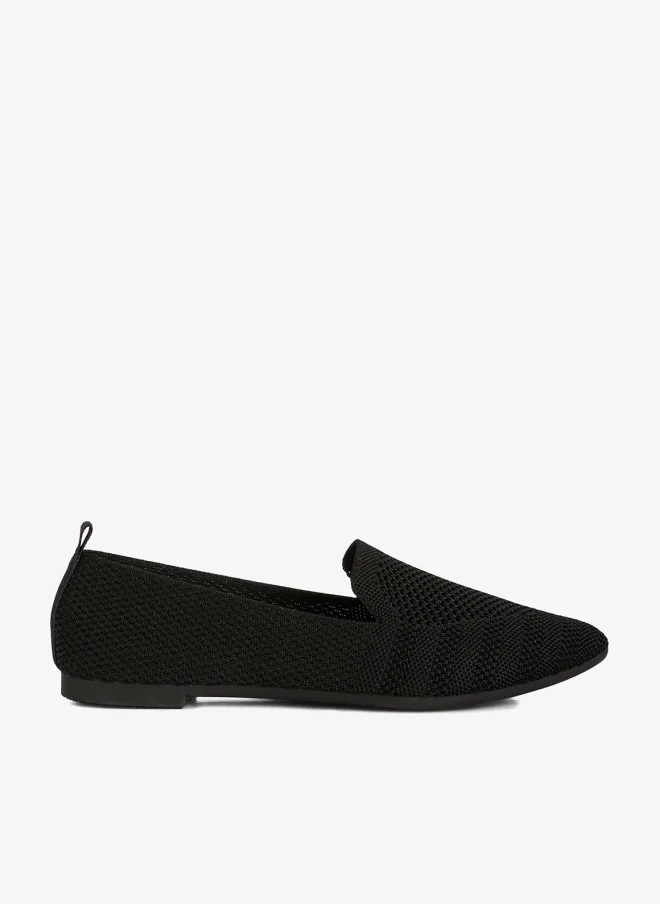 Knit Textile Solid Flat Loafers in Black