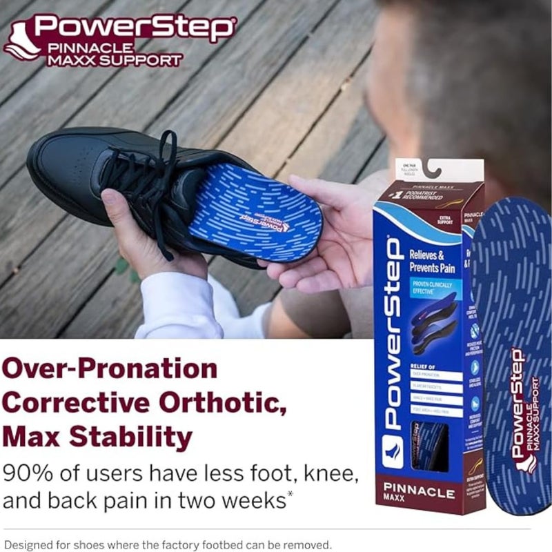 PowerStep Pinnacle Maxx Orthotic Insoles, Maximum Stability & Comfort. Firm & Flexible Angled Heel Style to Help Flat Feet & Overpronation, Heavy Duty Inserts for Men and Women, Made in USA - Image 5