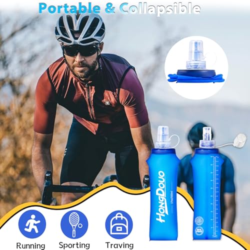 Hongdouo 2 Packs Soft Flask 17oz500ml TPU Collapsible Soft Water Bottle for Hydration Pack Running Vest BPAFree Folding Water Bottles for Hiking Cycling Climbing Running Outdoor Sports - Image 3
