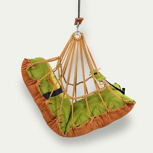 Boffle Cotton Baby Swing for Kids Children Folding and Washable, Child Gift Soft Jhula with Safety Belt Easy to Carry Safety Lock Cradle Chair, Jhula for Babies, Home Garden Hall, oonjel - Image 4