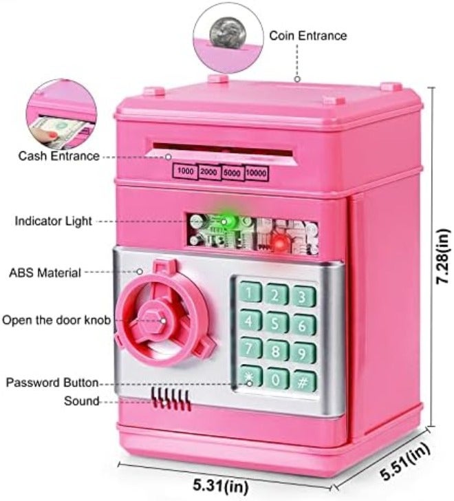 Refasy Kids Toys for Boys Girls Age 3-5,Electronic Piggy Banks for Kids Money Savings Box Toys Mini ATM Coin Bank for Children Best Birthday Xmas Gifts Cash Coin Can for Kid 8-12 Year Old  Black - Image 4