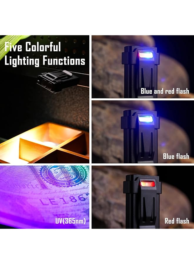 KASTWAVE LED Mini Flashlight High Lumens 1100 EDC Flashlight with Keychain UV and Red Modes Magnetic Base and Clip Rechargeable Mini Light for Camping Hiking Emergency (Black) - Image 3