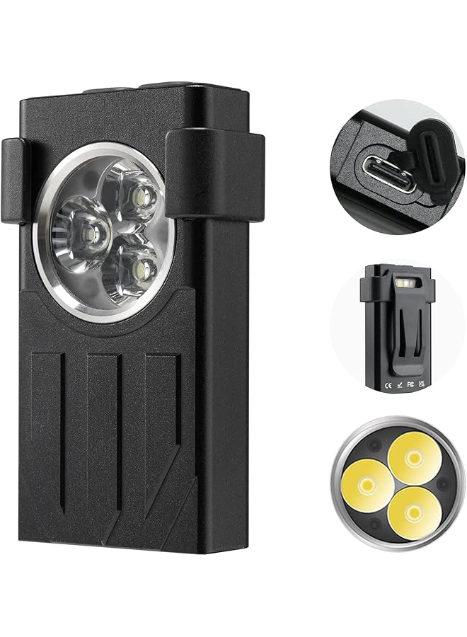 KASTWAVE LED Mini Flashlight High Lumens 1100 EDC Flashlight with Keychain UV and Red Modes Magnetic Base and Clip Rechargeable Mini Light for Camping Hiking Emergency (Black) - Image 1