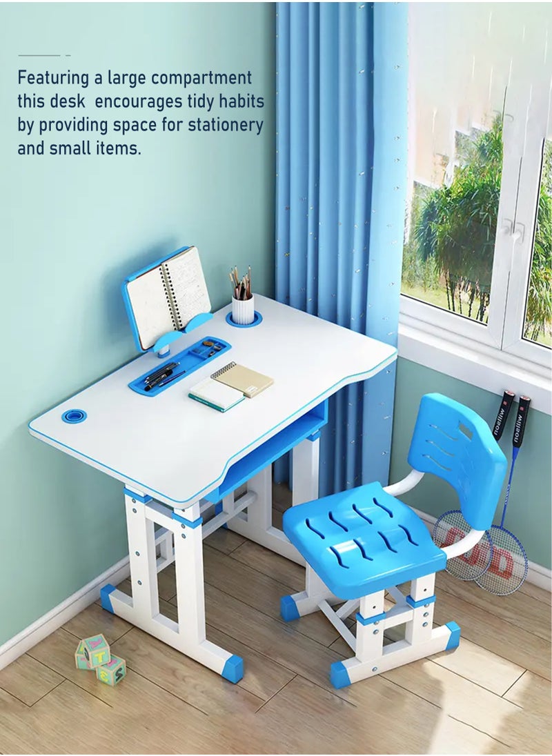 Toshonics - Kids Study Desk And Chair Set Educational Table with Adjustable Ergonomic Design Safe Construction Ample Storage Ideal for Home Learning Nursery Creativity Growing with Your Baby Child - Image 1