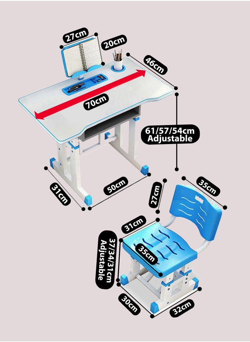 Toshonics - Kids Study Desk And Chair Set Educational Table with Adjustable Ergonomic Design Safe Construction Ample Storage Ideal for Home Learning Nursery Creativity Growing with Your Baby Child - Image 1