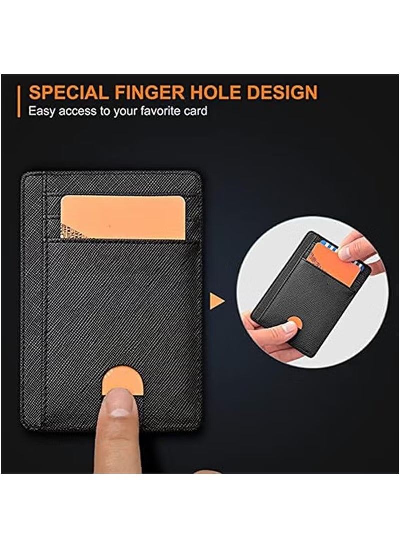 ماركة غير محددة الرجال محفظة النساء النحيفات مع قفل قفل المال Bifold بطاقة الائتمان حامل للرجال، Minimm Minimalist الجبهة الجيب منع الجلد المحافظ، بطاقة الائتمان كليب كيس المال منظم بطاقة الأعمال  - Image 3