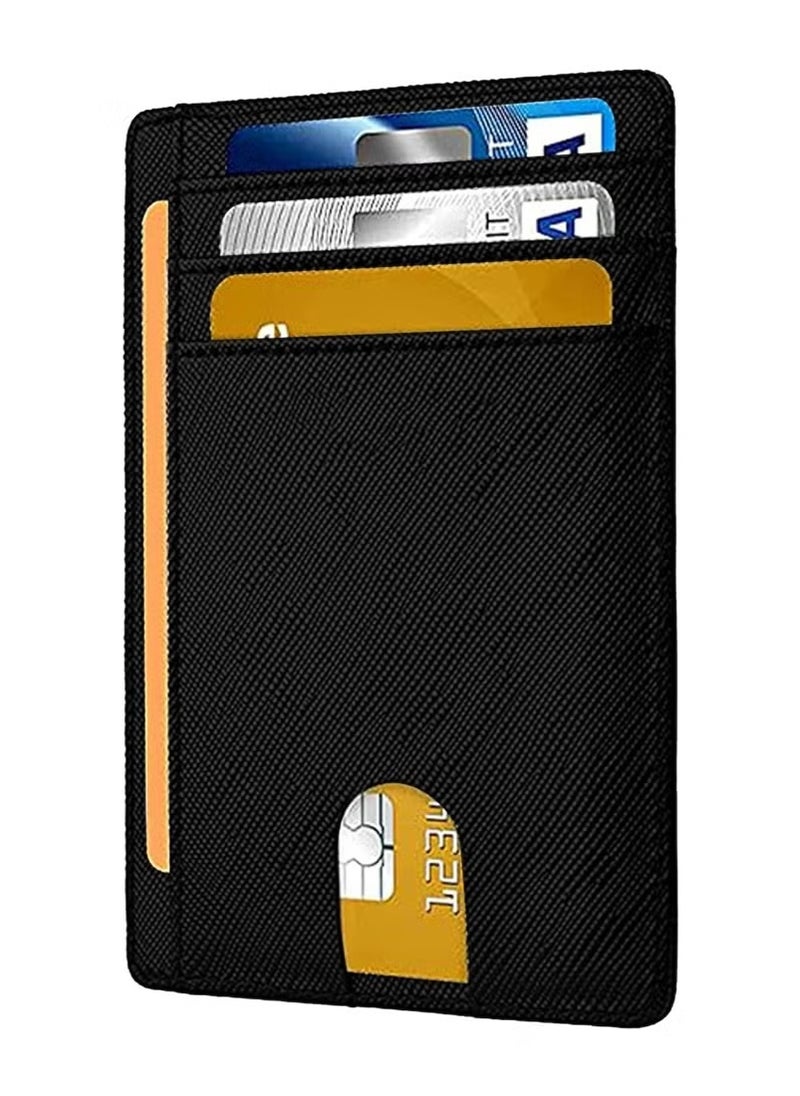 ماركة غير محددة الرجال محفظة النساء النحيفات مع قفل قفل المال Bifold بطاقة الائتمان حامل للرجال، Minimm Minimalist الجبهة الجيب منع الجلد المحافظ، بطاقة الائتمان كليب كيس المال منظم بطاقة الأعمال  - Image 1