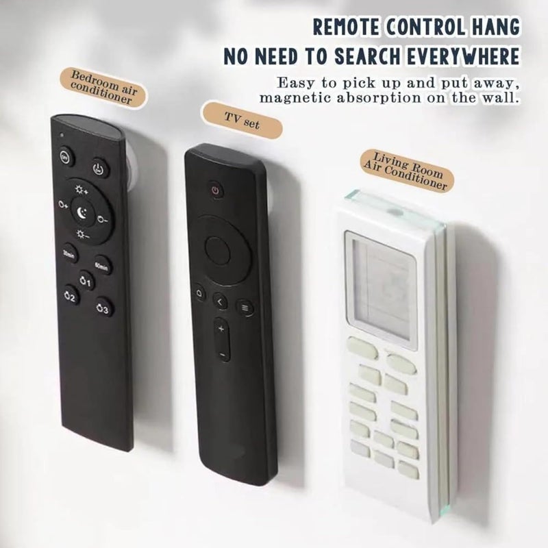 ASHMEN Pack of 3 Magnetic Remote Control Holder Wall Mount Magnetic TV Remote Holder for Universal TV & AC Organizer for Home Office School Supply Storage, No Drilling(A White) - Image 2