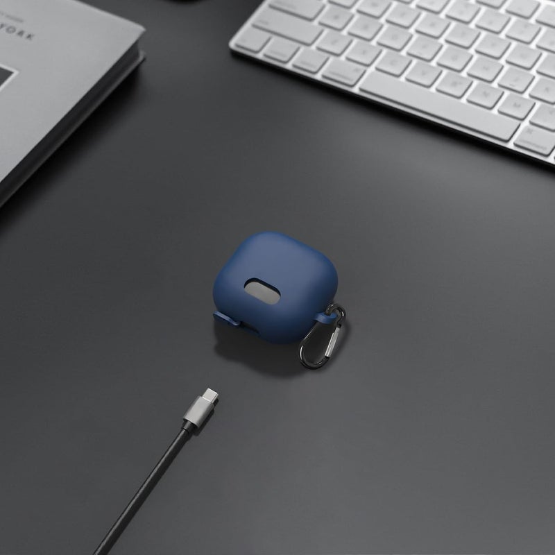 Geekria Silicone Case Cover Compatible with Soundcore by Anker Liberty 4 NC True Wireless Earbuds, Protective Earphones Skin with Keychain Hook, Charging Port Accessible (Blue) - Image 5