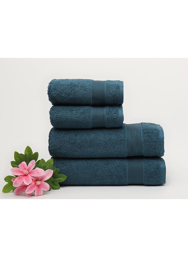 White Rose مجموعة مناشف حمام 4 قطع - سيرانتي - 550 غم / م² - 100% قطن تيري - 2 منشفة استحمام 70X140 سم و 2 منشفة يد 50x90 سم - لمسة فاخرة - تجفيف سريع - امتصاص فائق - أزرق  - Image 1