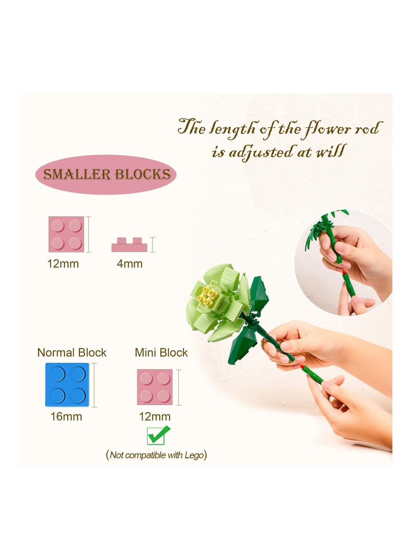 Adult Flower Building Kit - 361pcs Rose Lily Bouquet Block Set for Home Decor & Gifts, Unique Botanical Collection, Not Lego Compatible - Image 4