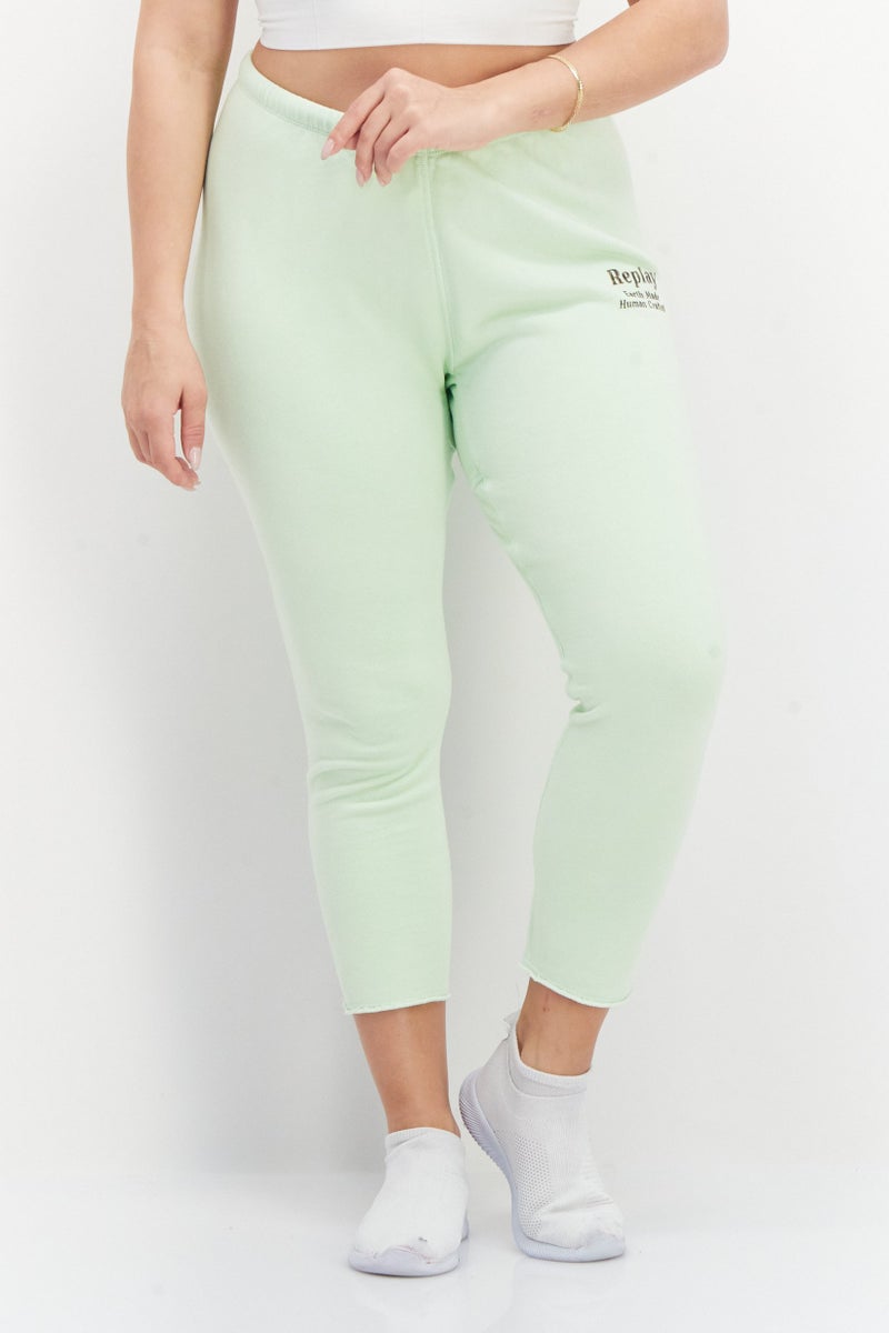 Replay Women Regular Fit Brand Logo Sweatpants, Mint Green - Image 1