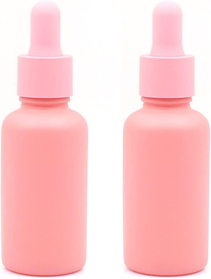 Teensery 2 Pcs 30ml Pink Glass Dropper Bottles Empty Refillable Essential Oil Dropper Bottles Makeup Cosmetic Sample Storage Containers with Glass Dropper for Essential Oils Perfume Aromatherapy Liquid 