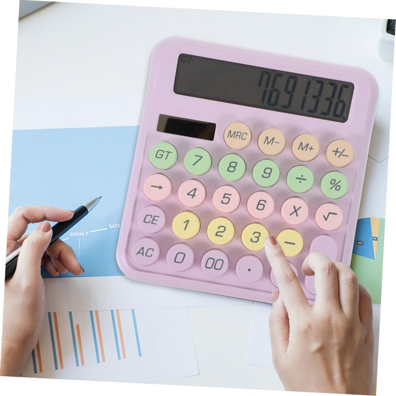Purple Electronic Pocket Calculator Portable Mechanical Keyboard Design for School Office Math Physics Calculations - Image 4