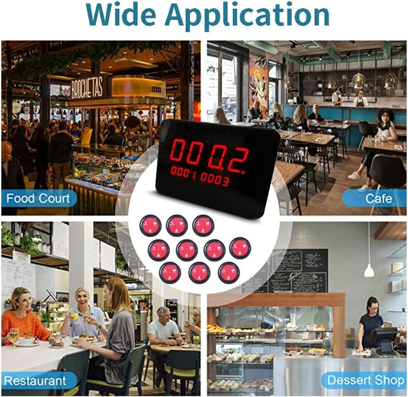 Wireless Waiter Calling System Restaurant Guest Pager Call Service with 20PCS Waterproof Call bell Buttons 1PC Display Receiver for Help Center Customer Service - Image 5
