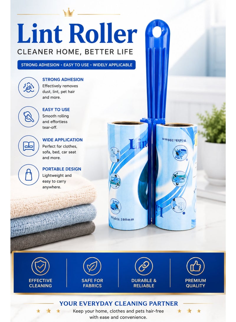 Lint Roller with 1 Refill Roll, Portable Sticky Lint Remover for Clothes, Pet Hair Remover Roller for Sofa, Carpet, Bedding, Furniture & Fabric Cleaning - Image 5