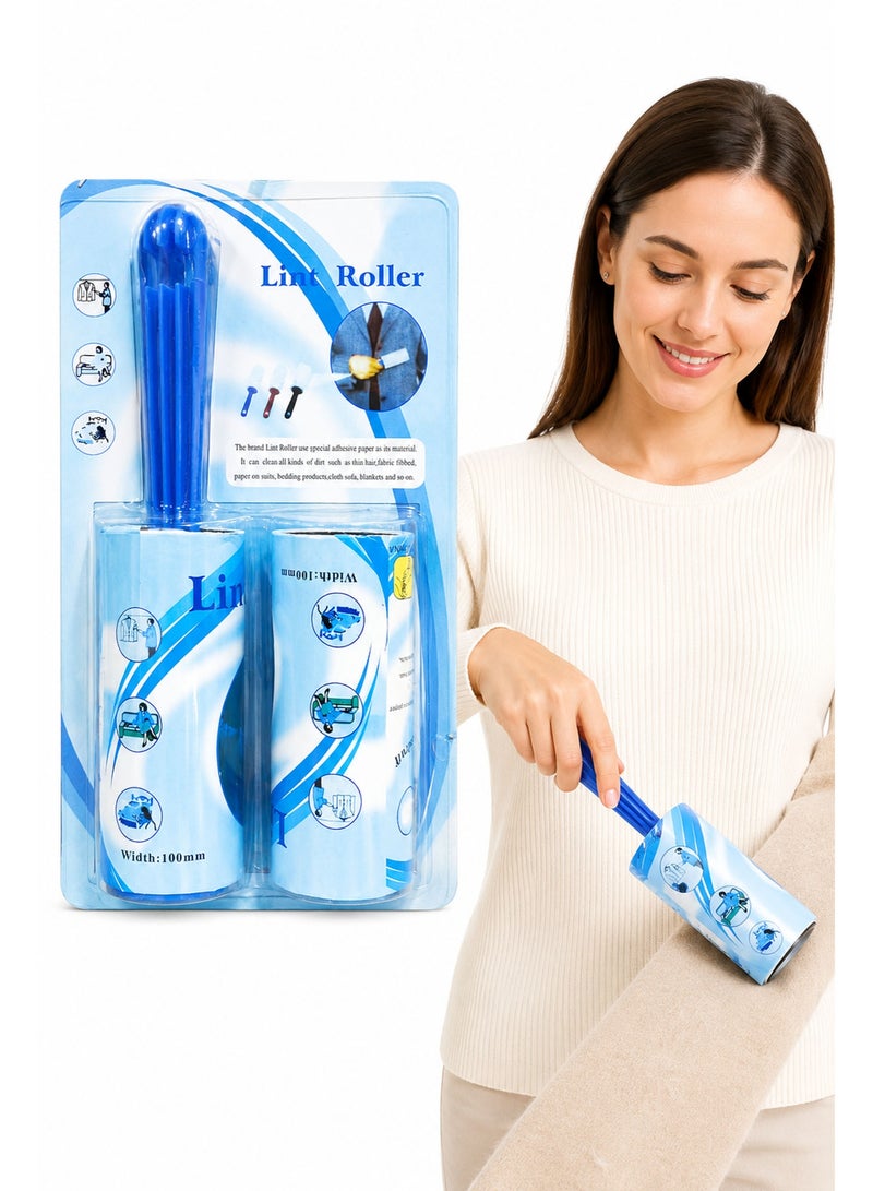 Lint Roller with 1 Refill Roll, Portable Sticky Lint Remover for Clothes, Pet Hair Remover Roller for Sofa, Carpet, Bedding, Furniture & Fabric Cleaning - Image 1