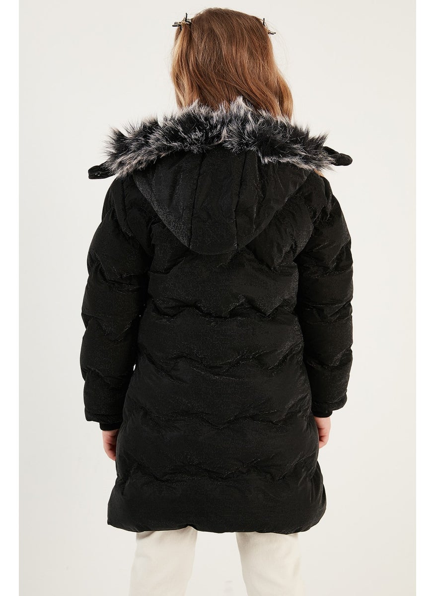 Lela Plush Lined Faux Fur Collar Removable Hooded Winter Coat Girls' Coat 5761905  - Image 3