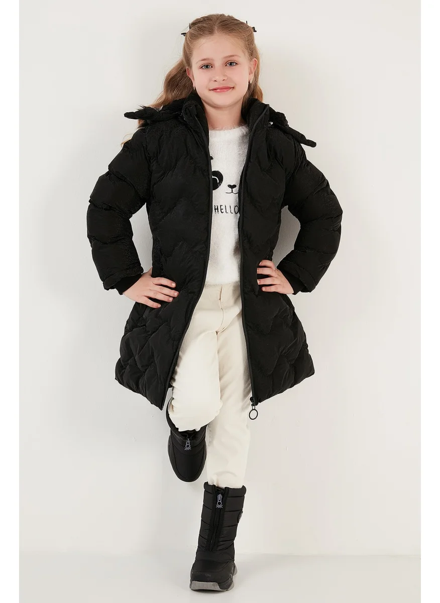 Lela Plush Lined Faux Fur Collar Removable Hooded Winter Coat Girls' Coat 5761905