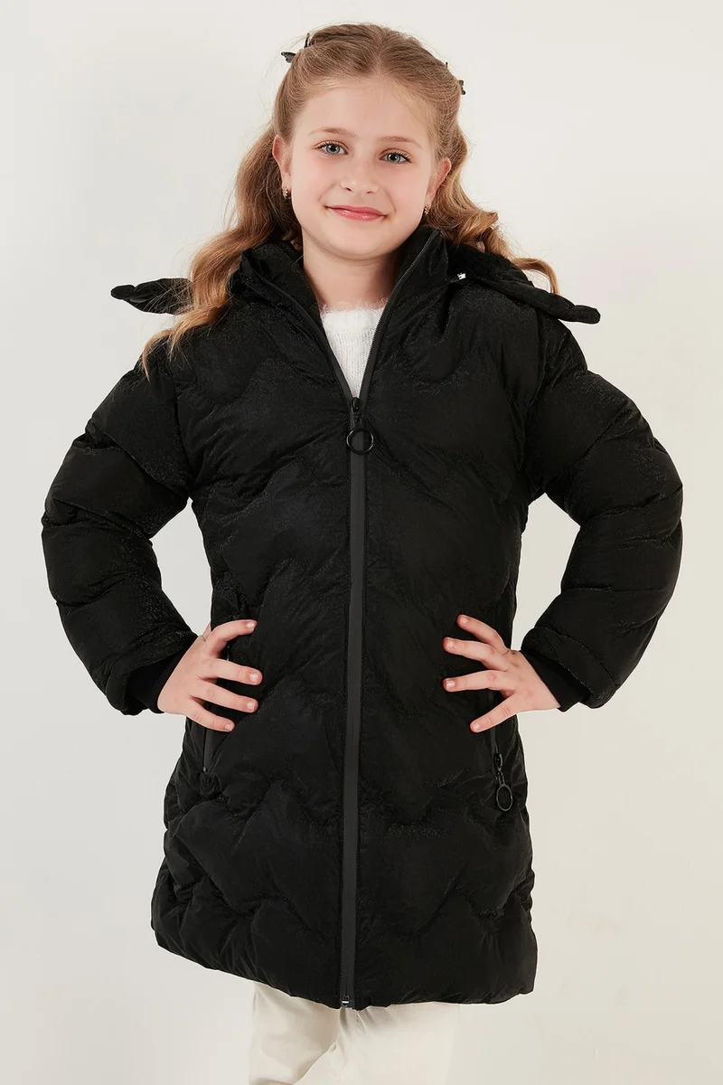 Lela Plush Lined Faux Fur Collar Removable Hooded Winter Coat Girls' Coat 5761905