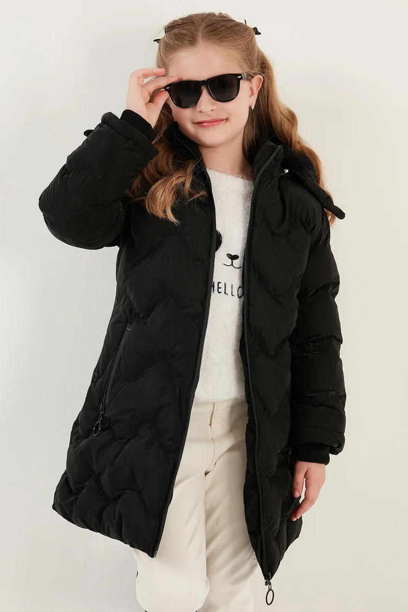 Lela Plush Lined Faux Fur Collar Removable Hooded Winter Coat Girls' Coat 5761905