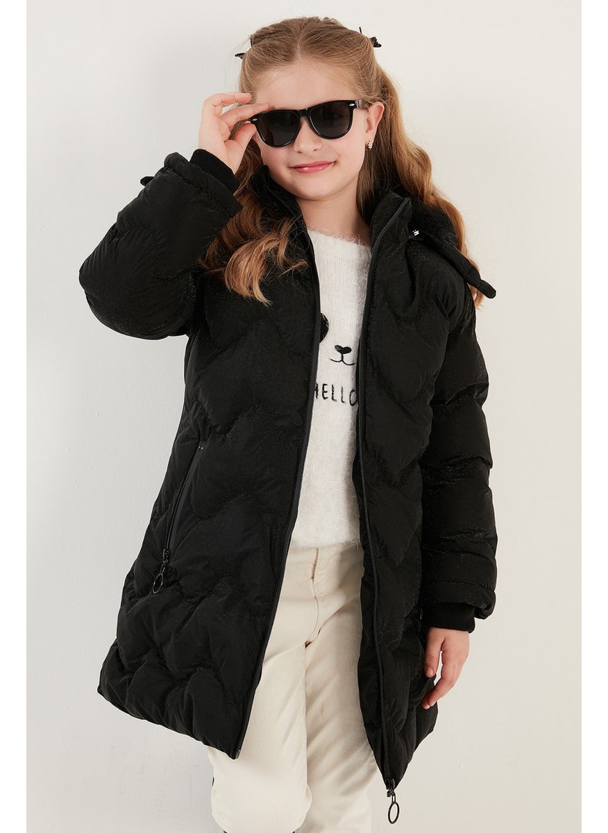 Lela Plush Lined Faux Fur Collar Removable Hooded Winter Coat Girls' Coat 5761905  - Image 5