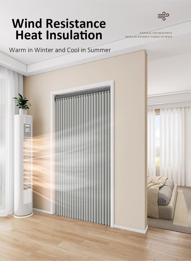 EzzySo 100*200cm Door Curtain With Telescopic Rod 1 Panel Waterproof Shower Curtain Windproof Light-Blocking Curtains Folding Door Bathroom Curtains Wardrobe Cover Cloth Room Divider Applicable Bedroom Room Living Room Doorway Grey - Image 3