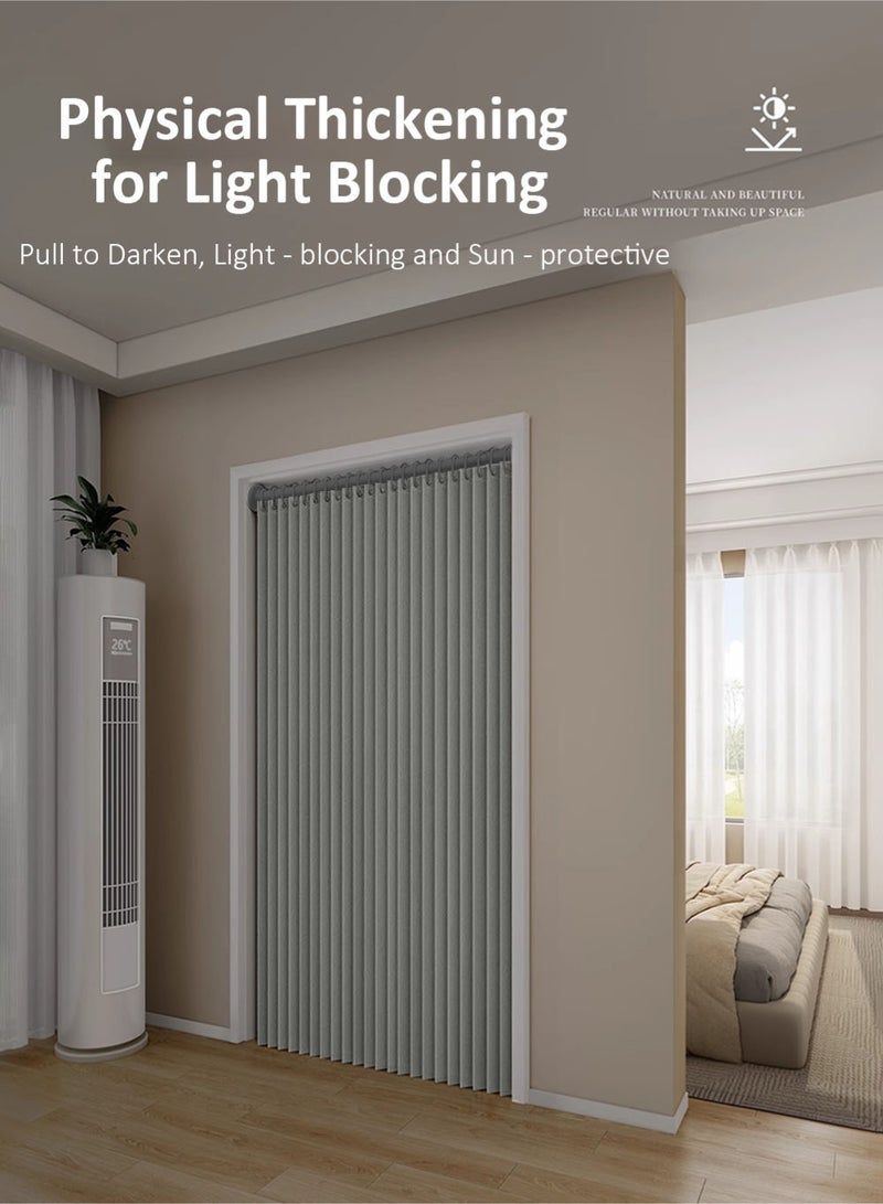 EzzySo 100*200cm Door Curtain With Telescopic Rod 1 Panel Waterproof Shower Curtain Windproof Light-Blocking Curtains Folding Door Bathroom Curtains Wardrobe Cover Cloth Room Divider Applicable Bedroom Room Living Room Doorway Grey - Image 4