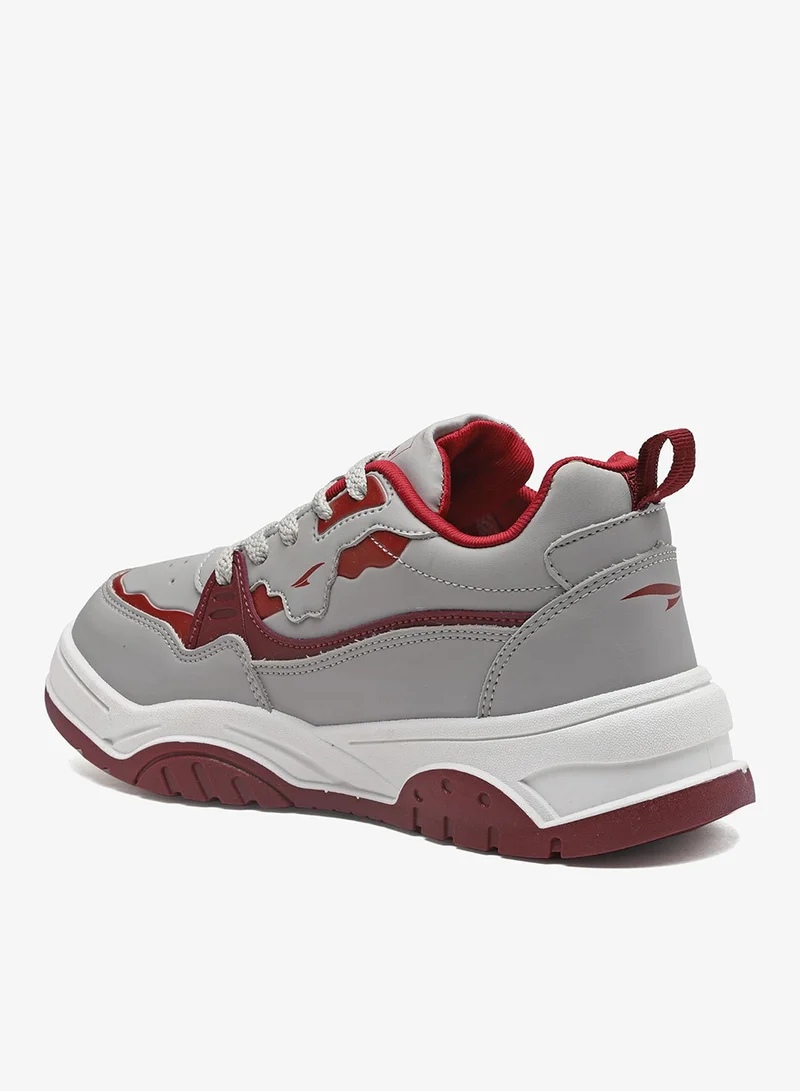 Asian Light Grey Maroon Sneakers for Women and Girls