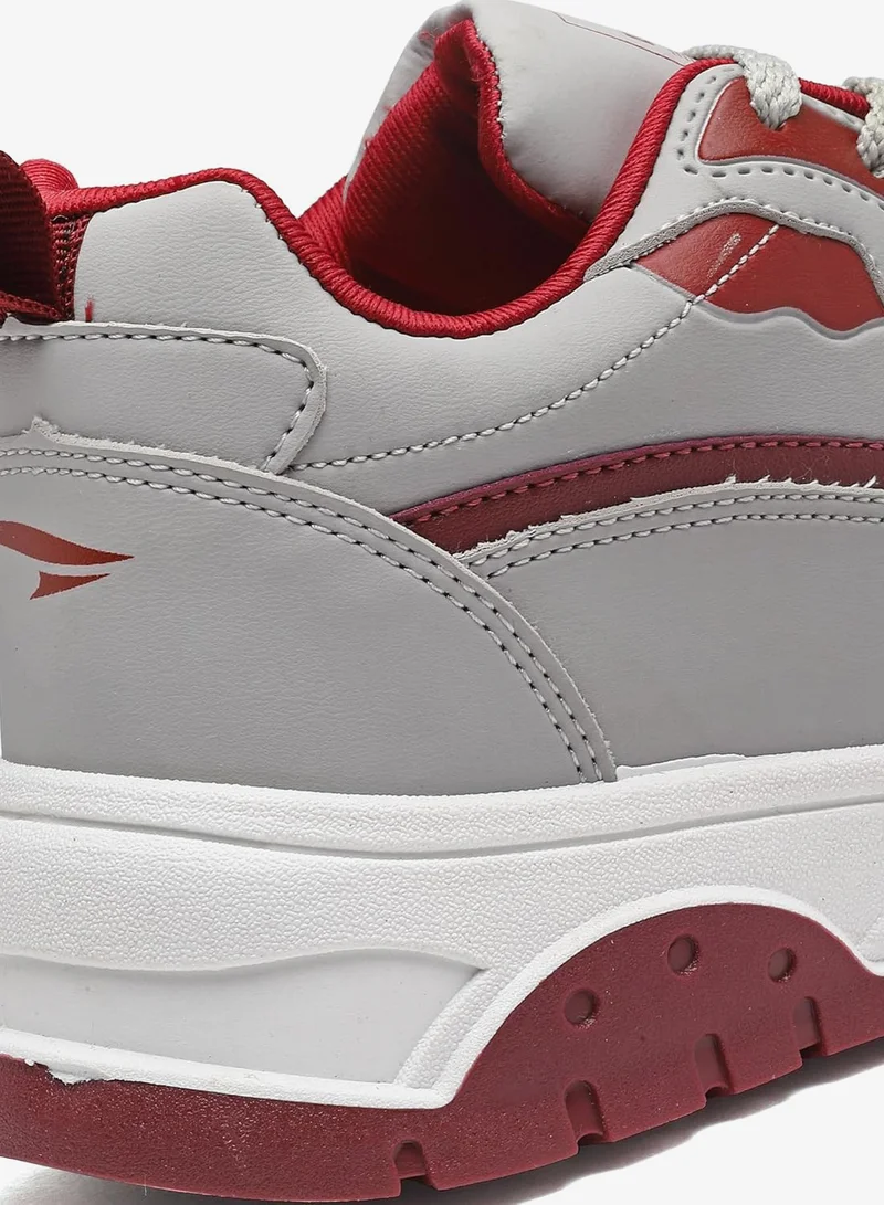 Asian Light Grey Maroon Sneakers for Women and Girls
