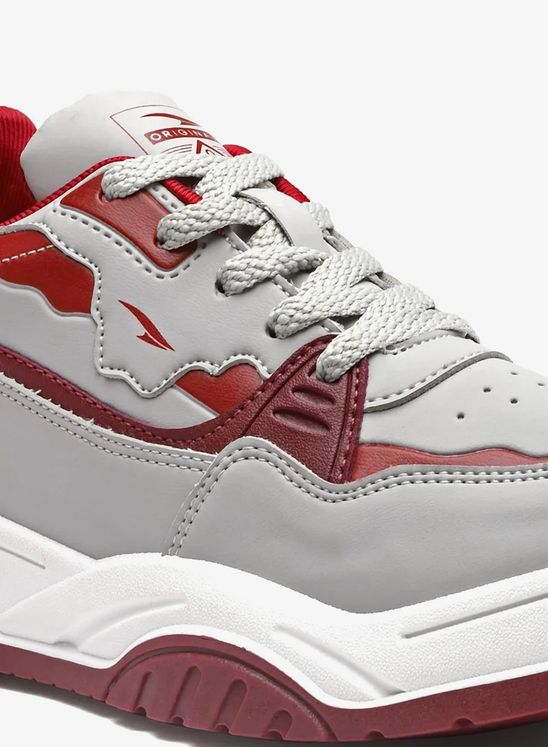 Asian Light Grey Maroon Sneakers for Women and Girls