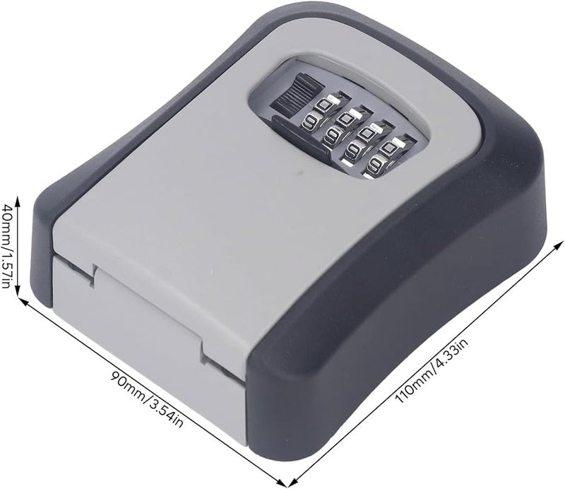 صندوق قفل مفتاح مركب كبير رمادي اللون مثبت على الحائط بأربعة أرقام من سبائك الألومنيوم المنحنية للدخول الطارئ في الهواء الطلق - Image 3