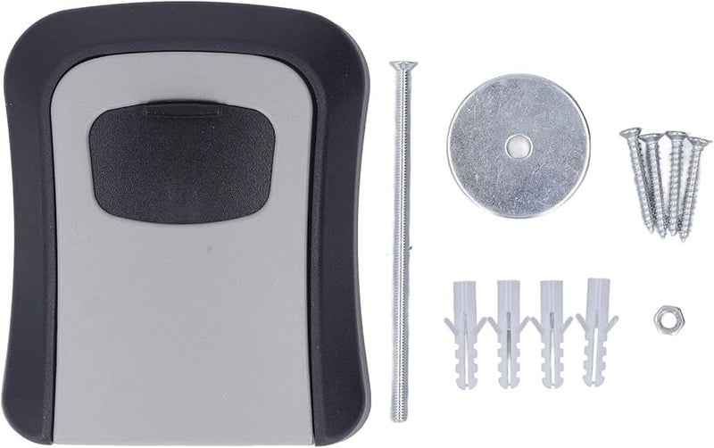 صندوق قفل مفتاح مركب كبير رمادي اللون مثبت على الحائط بأربعة أرقام من سبائك الألومنيوم المنحنية للدخول الطارئ في الهواء الطلق - Image 2