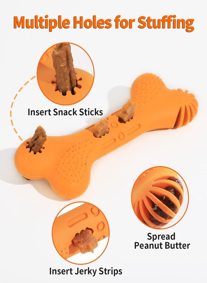 SCHITEC Puppy Chew Toys, [2 Pack] Interactive Treat Dispensing Puzzle Toy for Small Dogs, Tough Rubber Teething Dog Bones for Puppies - Image 2