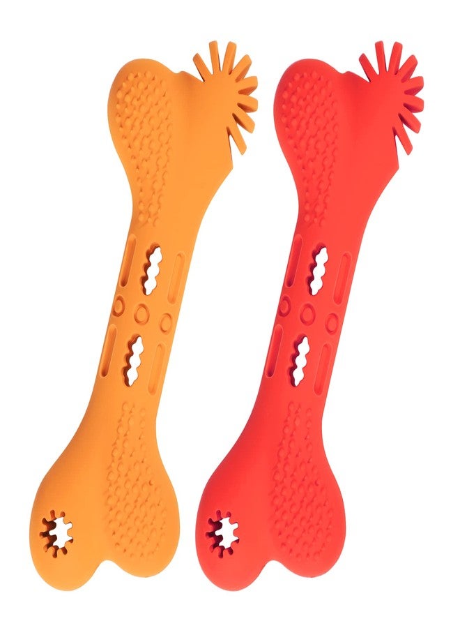 SCHITEC Puppy Chew Toys, [2 Pack] Interactive Treat Dispensing Puzzle Toy for Small Dogs, Tough Rubber Teething Dog Bones for Puppies - Image 1